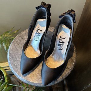 CWT Black Satin Dress Stilettos ~ Size 7